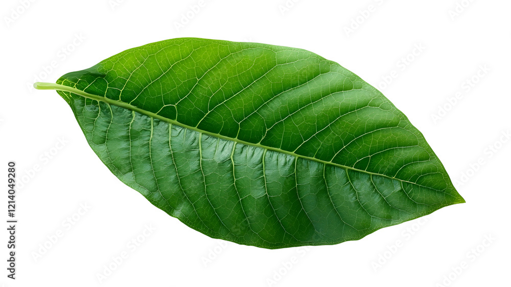Obraz premium Green leaf isolated on transparent or white background, cut out png