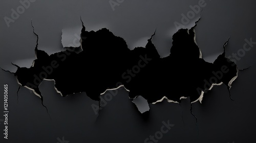 Abstract dark background with a large crack revealing a black void.