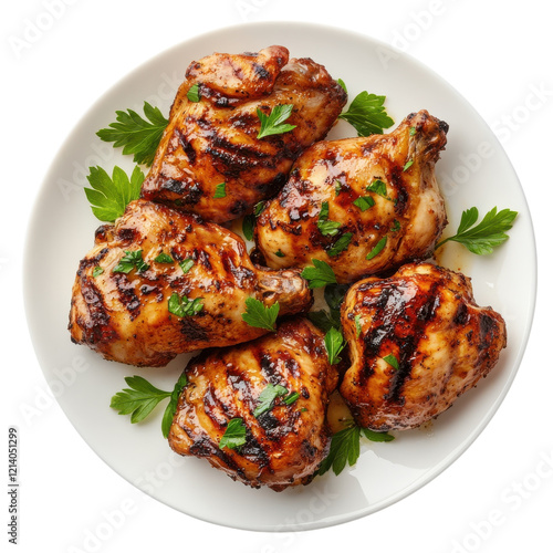 Grilled Chicken Plate White Background on transparent background. photo