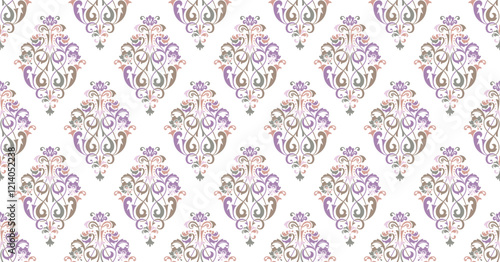 Wallpaper in the style of Baroque. Seamless vector background. Colored floral ornament. Graphic pattern for fabric, wallpaper, packaging. Ornate Damask flower ornament