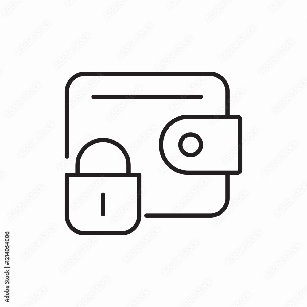 Secure wallet lock icon vector sign Secure wallet lock icon vector sign