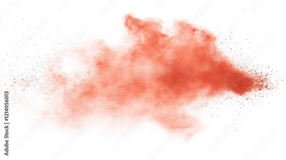 Abstract Coral Powder Explosion on White Background. Abstract Coral Powder Explosion on White Background.