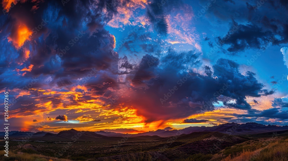 Fototapeta premium Fiery Sunset over the Desert