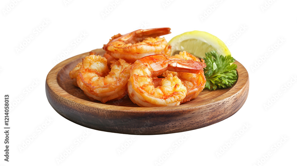 Cooked Shrimp on a Plate with Fresh Herb Garnish. Cooked Shrimp on a Plate with Fresh Herb Garnish.