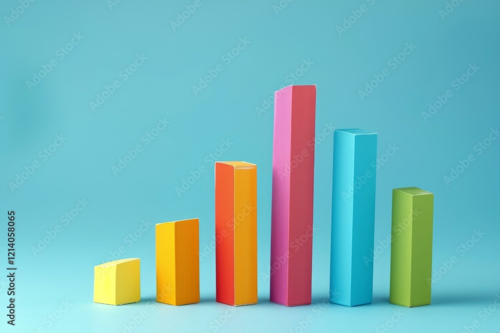Colorful bar graph over a blue background representing positive financial results Colorful bar graph over a blue background representing positive financial results