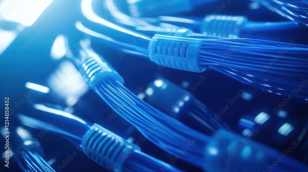 Blue Network Cables Close Up Blue Network Cables Close Up