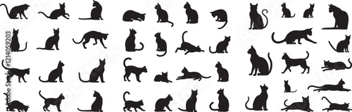 Set of Cat silhouette vector icon illustration with white background