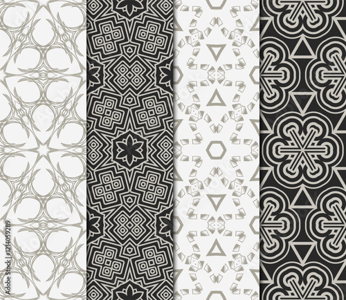 set of Seamless texture of floral ornament. Vector illustration. For the interior design, printing, web and textile