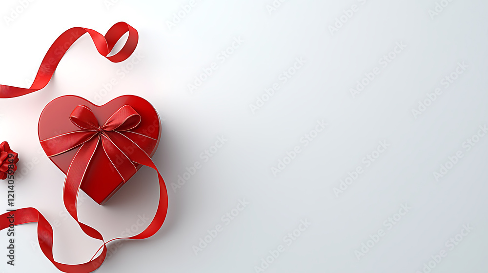 Valentine's day celebration home gift box minimalistic top view love theme