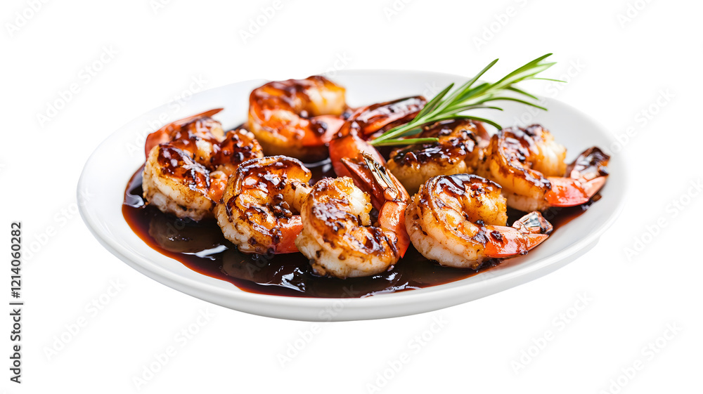 Appetizing fried shrimp with sauce in a white dish isolated. Appetizing fried shrimp with sauce in a white dish isolated.