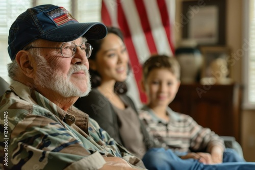  family gathered at home, with grandparents recounting their experiences as Vietnam War veterans photo