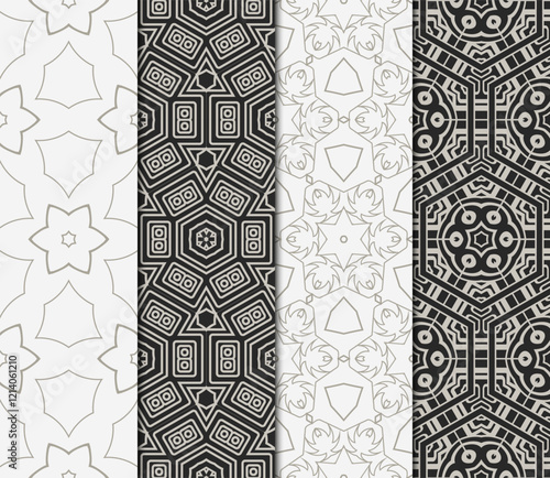 set of Seamless texture of floral decorative ornament. Vector illustration. For the interior design, printing, web and textile