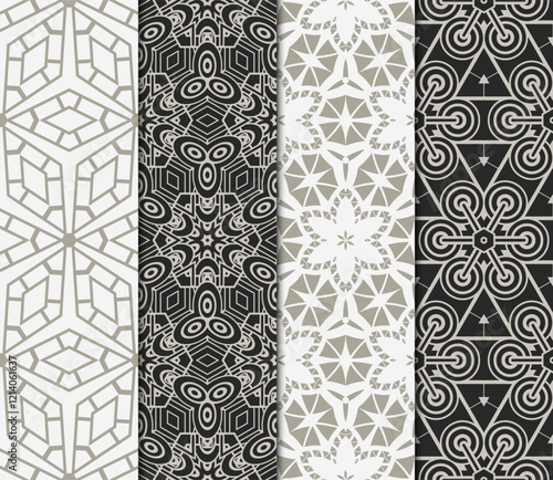 set of modern floral seamless pattern art background. Luxury texture for wallpaper, invitation. Vector illustration.