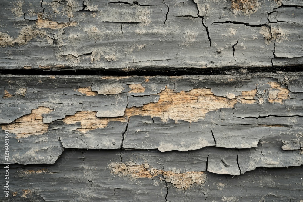 Black paint cracks, revealing wood underneath. Black paint cracks, revealing wood underneath.