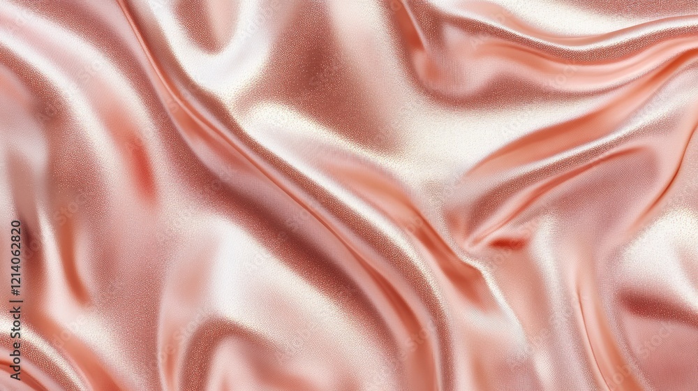 Obraz premium Rose Gold Metallic Silk Fabric Texture, Abstract Draped Satin Background.