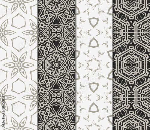 set of Seamless texture of floral ornament. Vector illustration. For the interior design, printing, web and textile