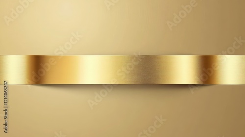 Abstract Gold Ribbon Banner on Beige Background.