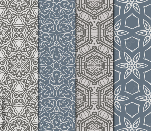 set of modern floral seamless pattern art background. Luxury texture for wallpaper, invitation. Vector illustration.