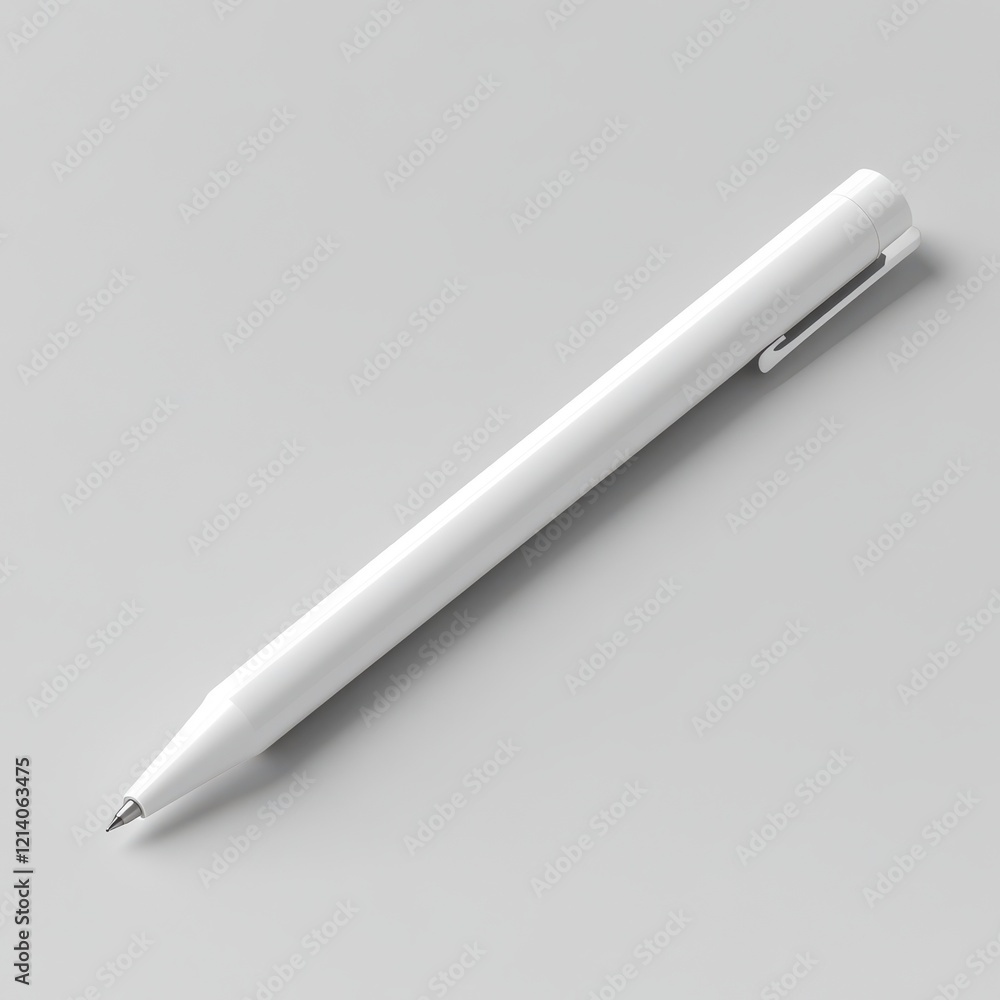 Realistic white blank pen mockup, isolated on transparent background, 3D rendering Realistic white blank pen mockup, isolated on transparent background, 3D rendering
