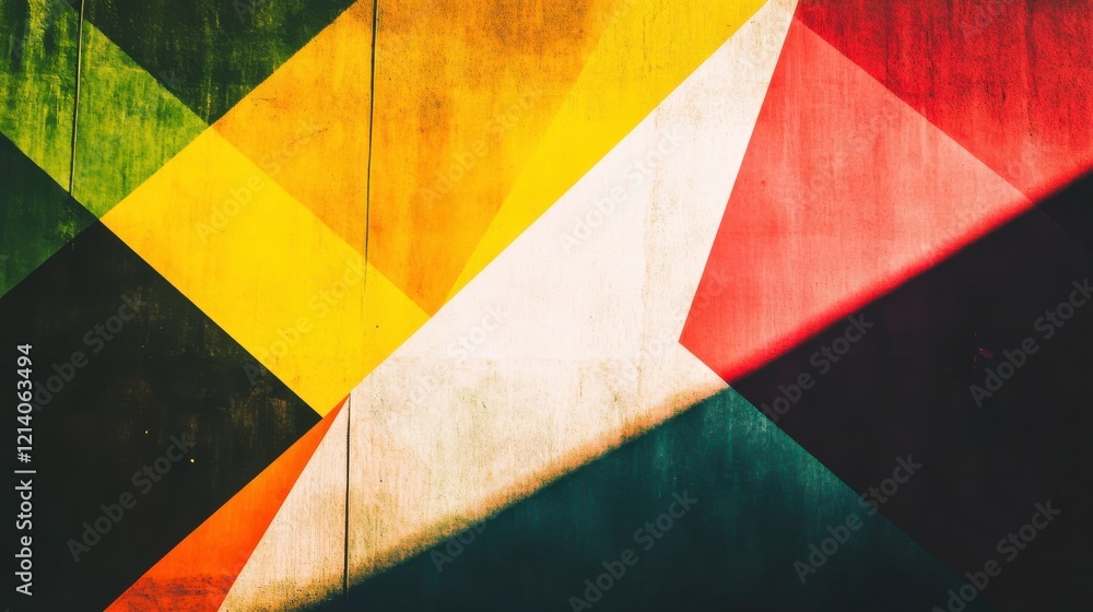 Naklejka premium Vibrant Geometric Art Installation with Soft Light Background