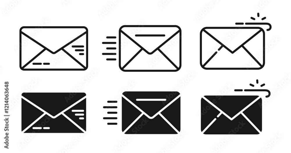 dynamic mail icon set vector envelope, communication, flat black and white mail icons designs for web and app, marketing, business, and branding. dynamic mail icon set vector envelope, communication, flat black and white mail icons designs for web and app, marketing, business, and branding.