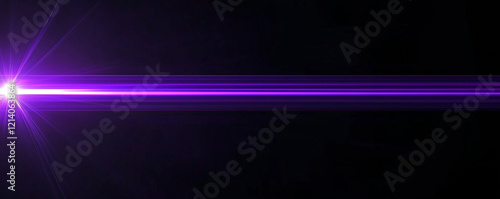 Wallpaper Mural Purple Laser Beam with Lens Flare and Light Rays on Black Background: Futuristic Glow Effect Torontodigital.ca