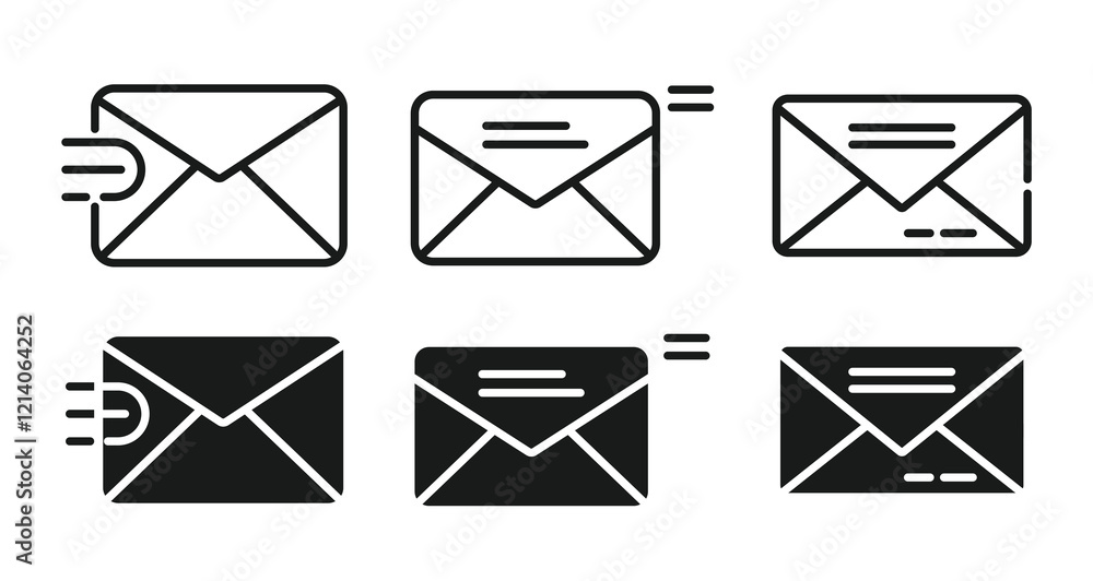 mail icon, envelope and letter, trendy solid and outline icon set vector design mail icon, envelope and letter, trendy solid and outline icon set vector design