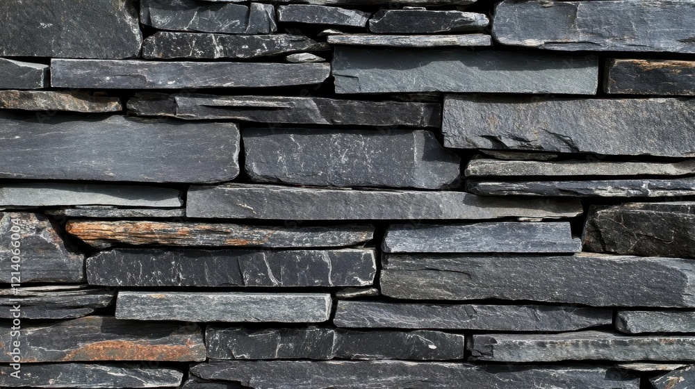 Naklejka premium Dark Grey Slate Stone Wall Texture Background.