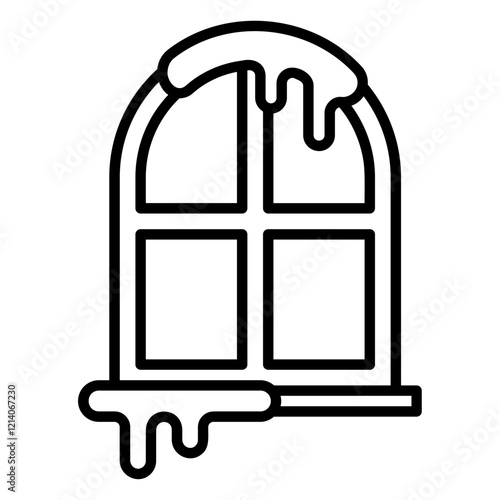 Icon of a frozen window buried in snow in winter