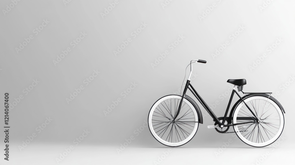 Fototapeta premium Classic black bicycle, studio shot, minimalist background, transport