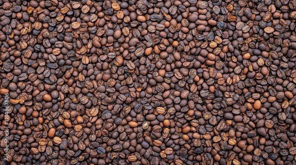 Close-up Top View of Roasted Coffee Beans Background Texture, Rich Dark Brown Color, Premium Quality Close-up Top View of Roasted Coffee Beans Background Texture, Rich Dark Brown Color, Premium Quality