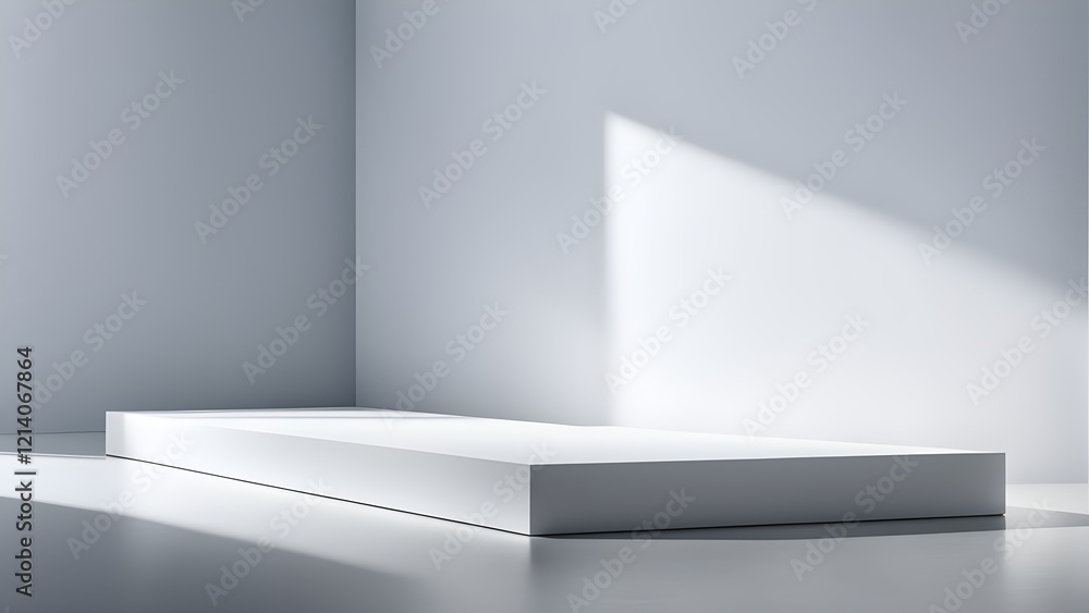 custom made wallpaper toronto digitalClean, minimalist white rectangular platform in a bright, sunlit corner, ideal for product display or presentation.