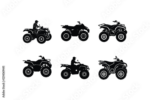  "Set of ATV Quad Bike Vehicle Silhouette Vector Illustration"