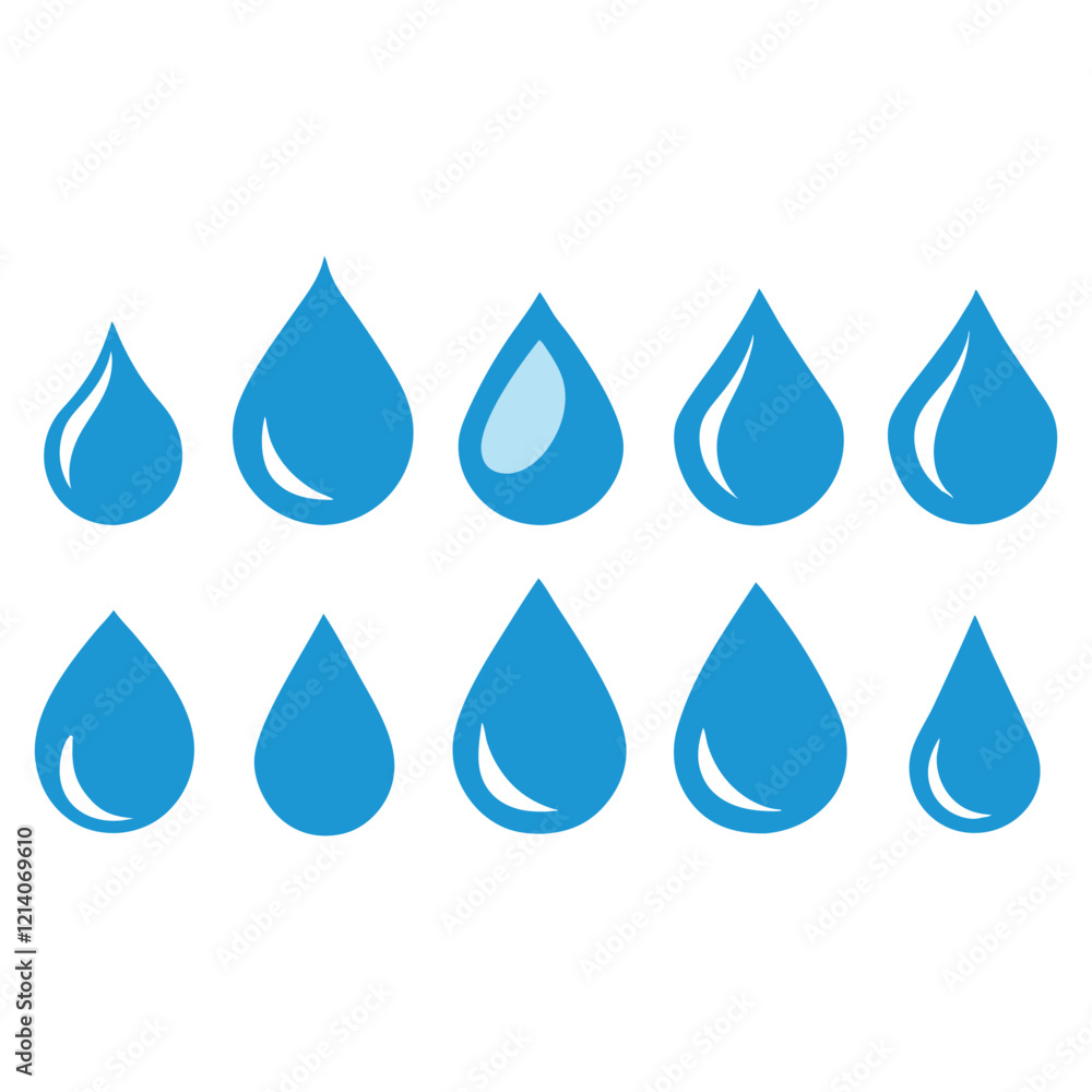 Droplets symbol set flat style vector art illustration Droplets symbol set flat style vector art illustration