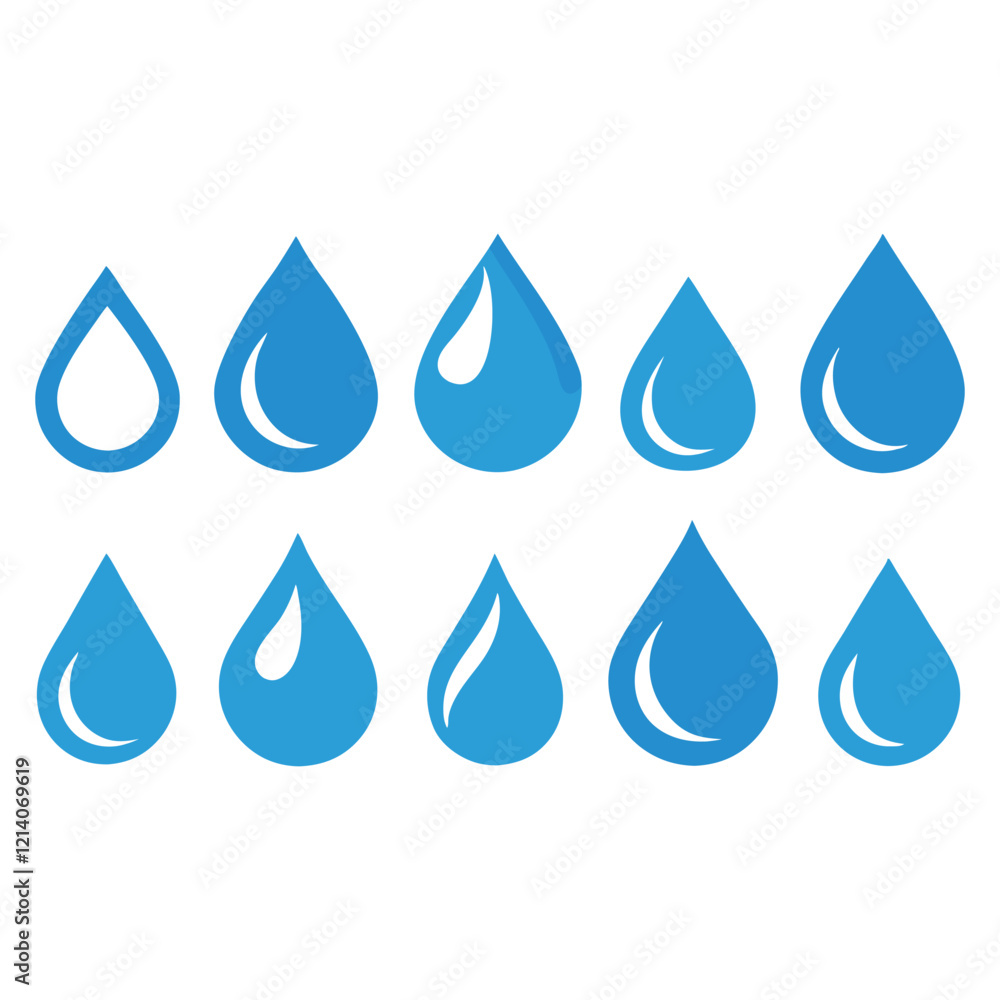 Droplets symbol set flat style vector art illustration Droplets symbol set flat style vector art illustration