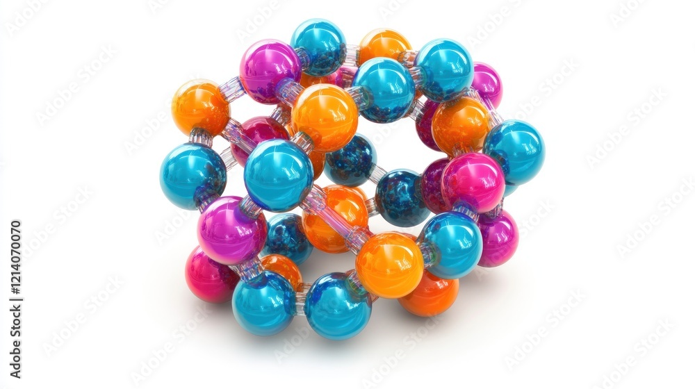 Colorful molecule model on white background, science concept Colorful molecule model on white background, science concept