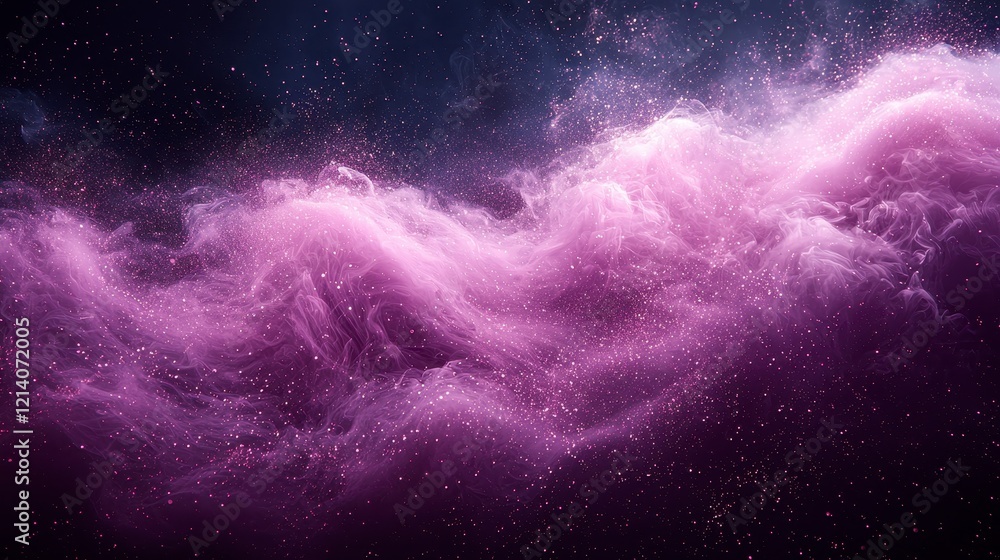 Fototapeta premium Abstract pink nebula with purple and white clouds in space, cosmic dust.