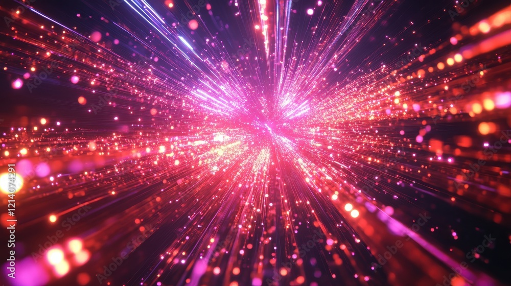 Futuristic technology concept with glowing data lines and networks