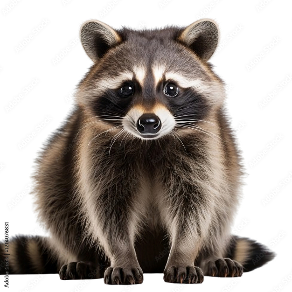 A photo of Realistic Cute Raccoon Animal Isolated on white background A photo of Realistic Cute Raccoon Animal Isolated on white background