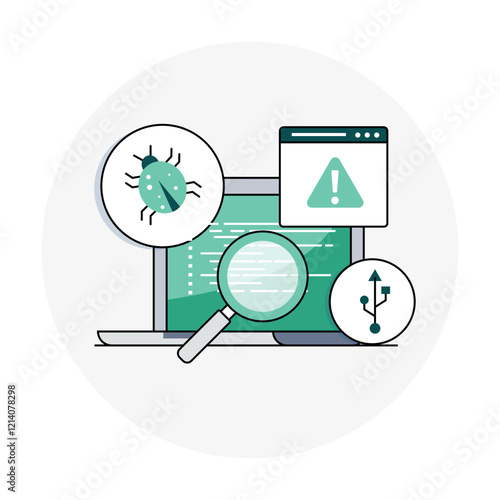 Endpoint Security Review Icon Representing Device Protection, Malware Analysis, and Security Assessments