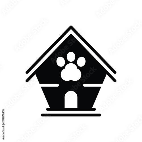 Black solid icon for pet house