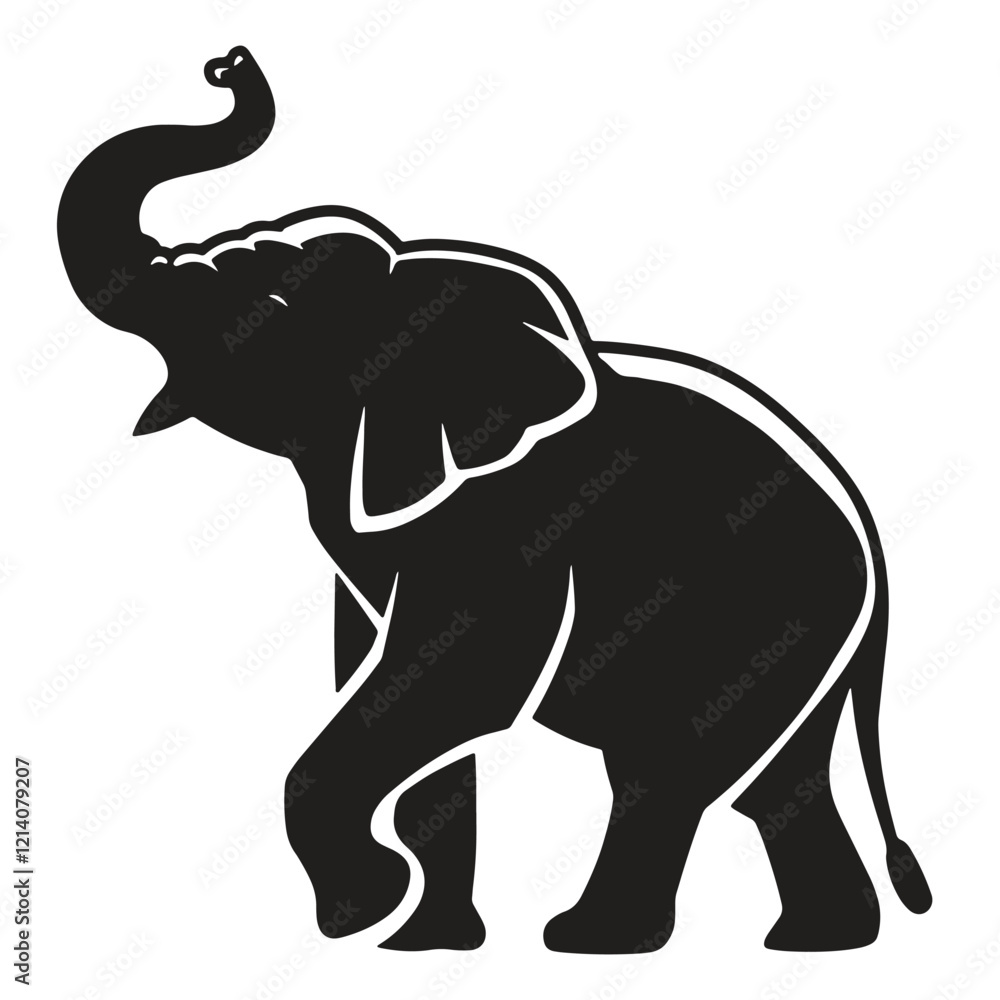 Obraz premium African elephant silhouette on white background