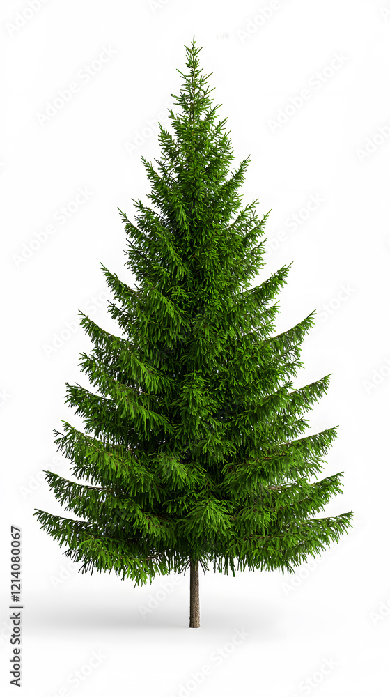 Fototapeta premium Realistic green Fir tree, undecorated, isolated on white background