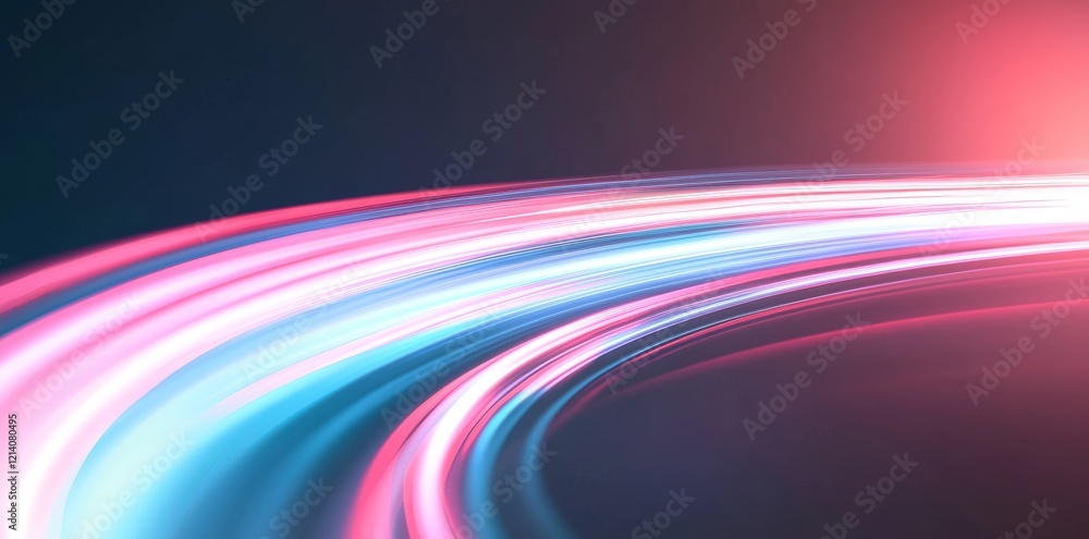 Fototapeta premium Create a banner with a motion light effect, incorporating blue lines to depict speed on a blue background and red light lines to signify speed and movement
