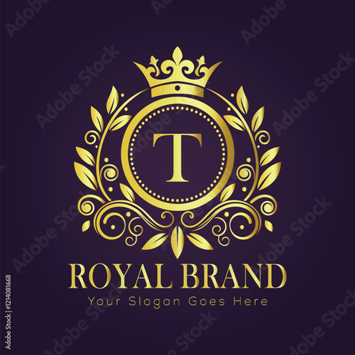 Letter T luxury gold logo concept