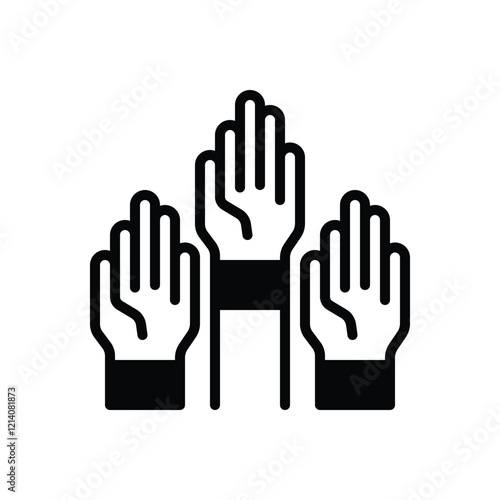 Black solid icon for participate