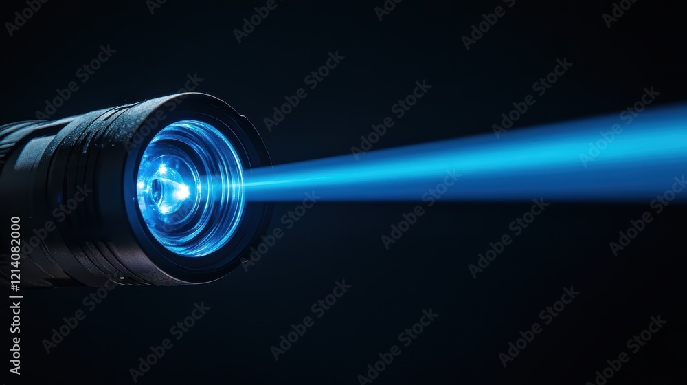 Powerful Blue Laser Beam Emitting from Lens. Powerful Blue Laser Beam Emitting from Lens.