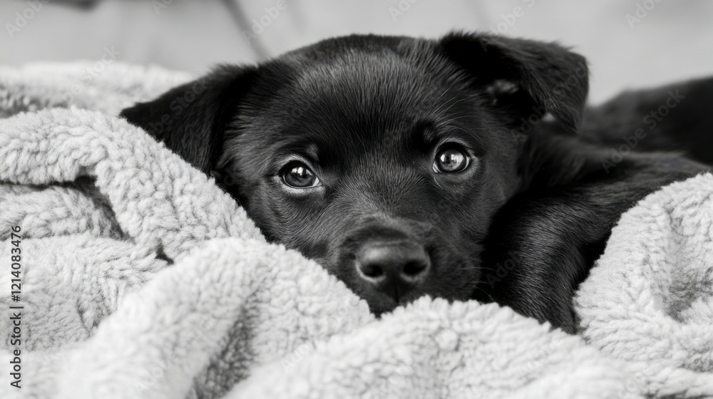Cozy Dog Resting on a Soft Blanket in Calm Light Cozy Dog Resting on a Soft Blanket in Calm Light
