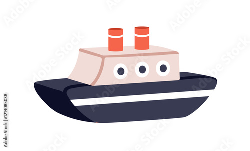 Ship, kids toy transport for playing game. Nautical freight vessel, sea marin...