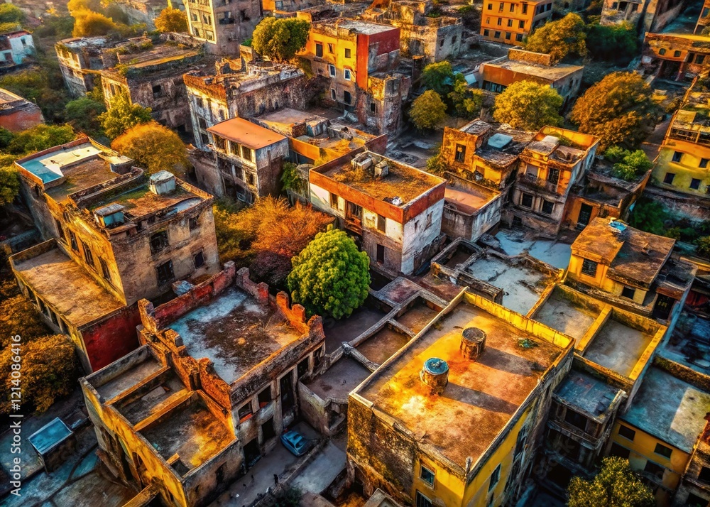 Naklejka premium Capturing abandoned urban landscapes: a visual journey through forgotten cities.